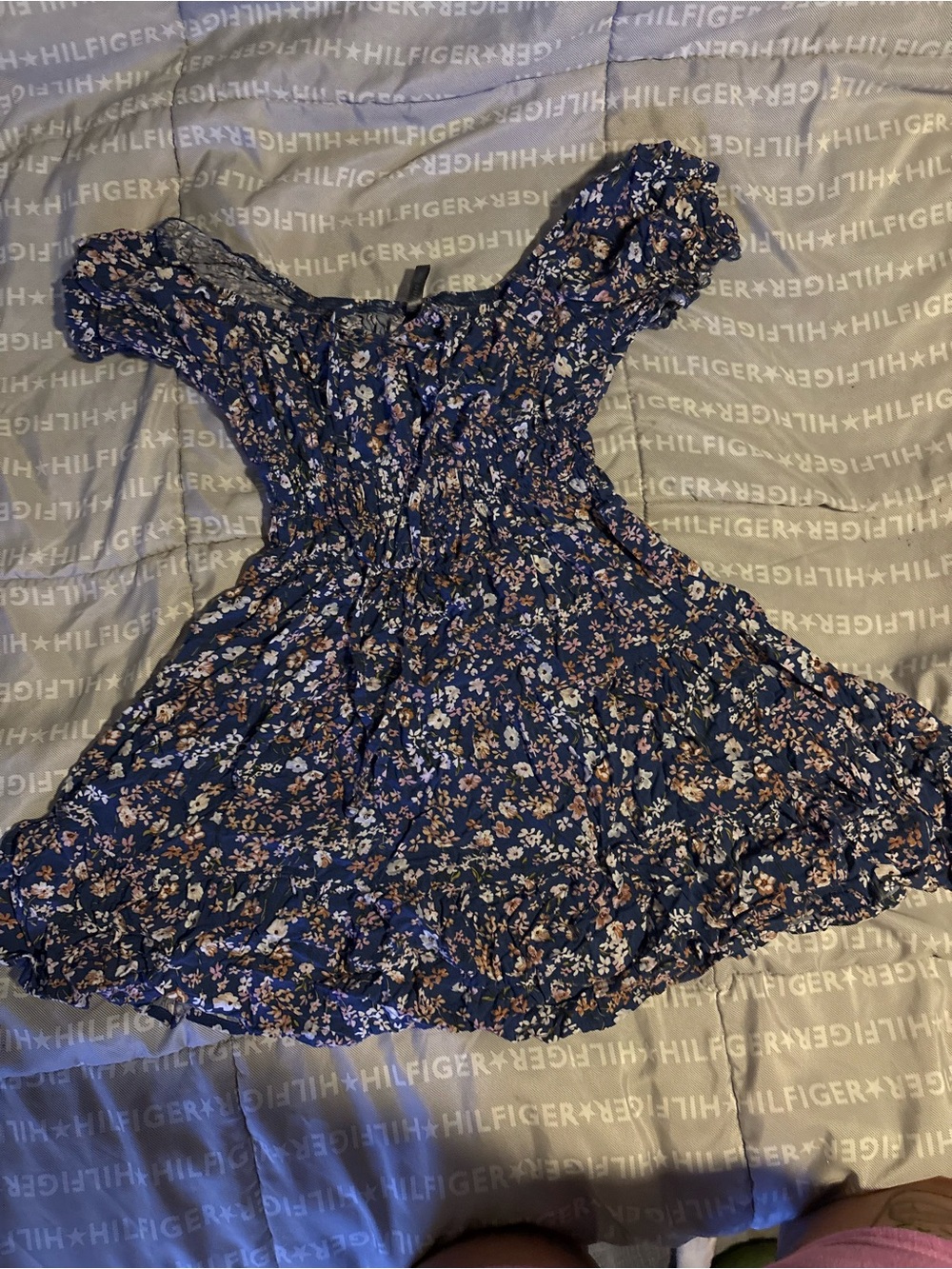 Abercrombie & Fitch Navy Floral Smocked Maxi Dress